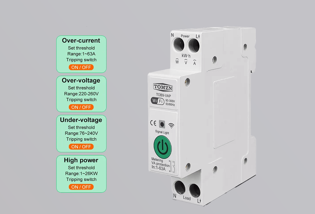 TOMZN 63A 1P+N WIFI Smart Energy Meter Switch-Kwh Meter Monitoring Timer Relay Mini MCB Smartlife voltage current protection Power Limiter - Image 5