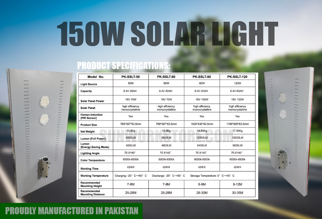 150w Super Bright Solar Street Light All in one Solar Light in Pakistan - Image 2