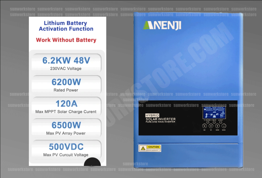 ANENJI 6.2KW 48V Hybrid Solar Inverter Pure Sine Wave Off-Grid with WIFI in Pakistan - Image 4
