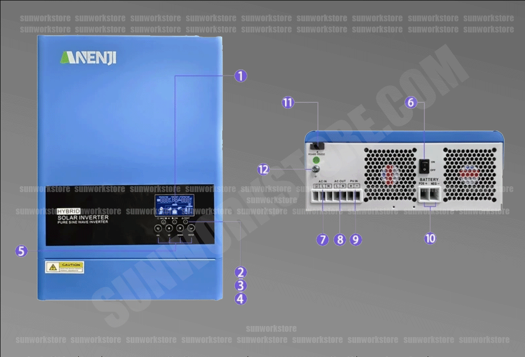 ANENJI 6.2KW 48V Hybrid Solar Inverter Pure Sine Wave Off-Grid with WIFI in Pakistan - Image 6